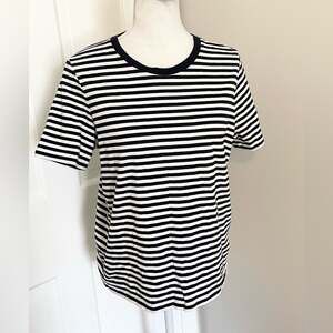 Boden Navy and White Striped Crewneck Tee